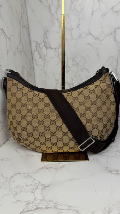 Gucci Half Moon Saddle Crossbody Brown