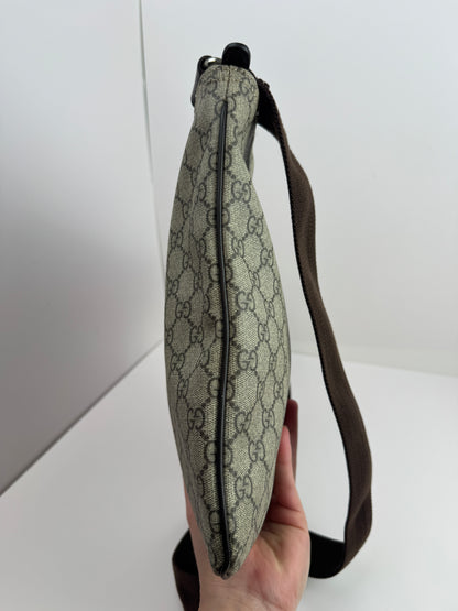 Gucci Flat Zip Top Messenger Coated Canvas Brown