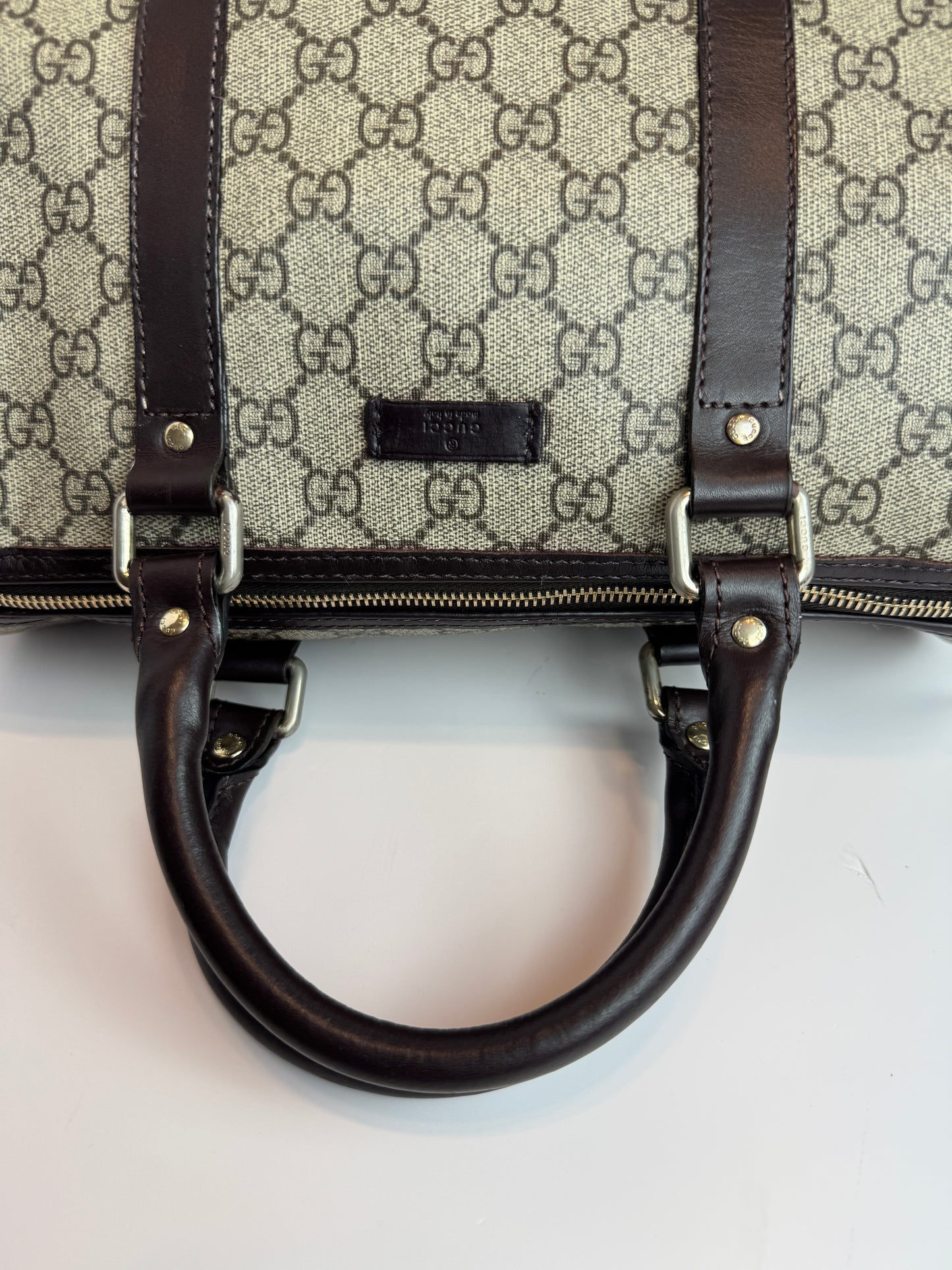 GUCCI Joy Boston GG Coated Canvas Brown