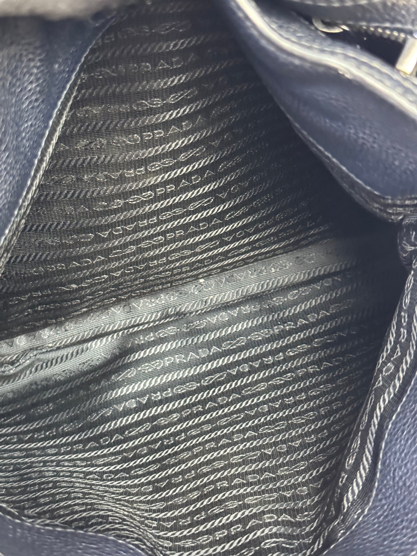 PRADA Pocket Leather Messenger Navy