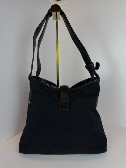 GUCCI Piston Shoulder bag Monogram GG Canvas Black