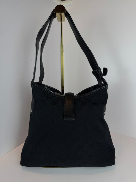 GUCCI Piston Shoulder bag Monogram GG Canvas Black