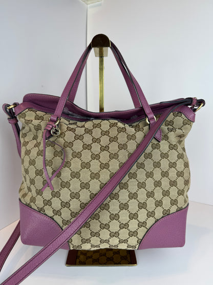 GUCCI Bree Convertible Top Handle GG Canvas Pink