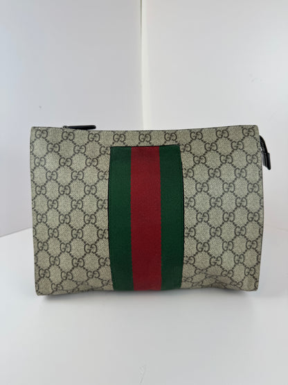 Gucci Web Clutch GG Supreme Coated Canvas