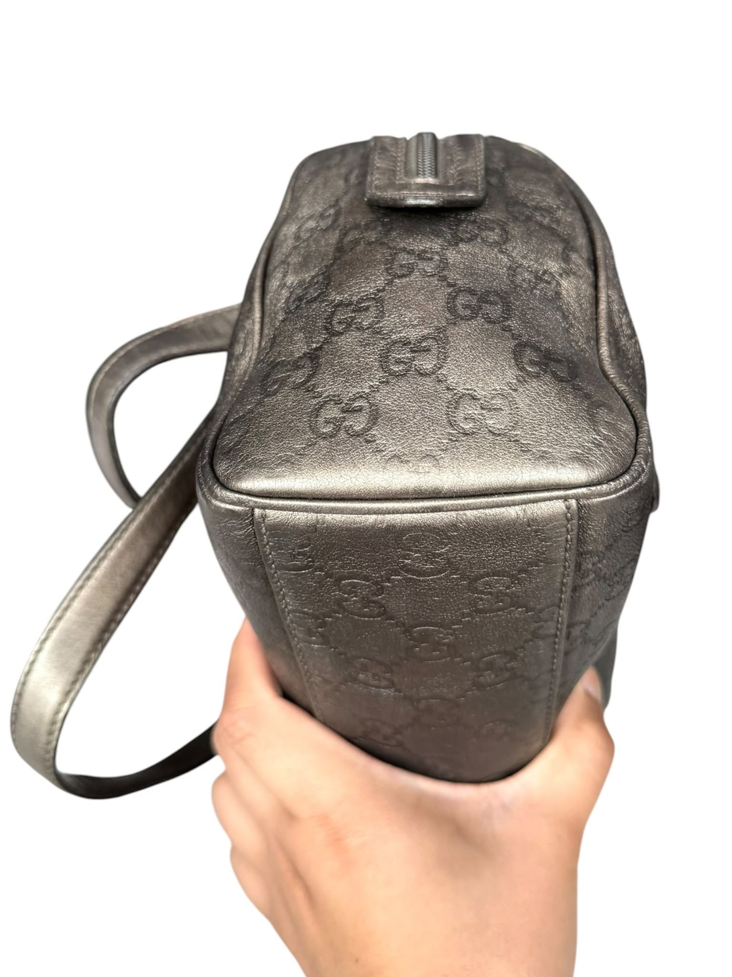 Gucci Boston Mini Guccisimma Leather Grey