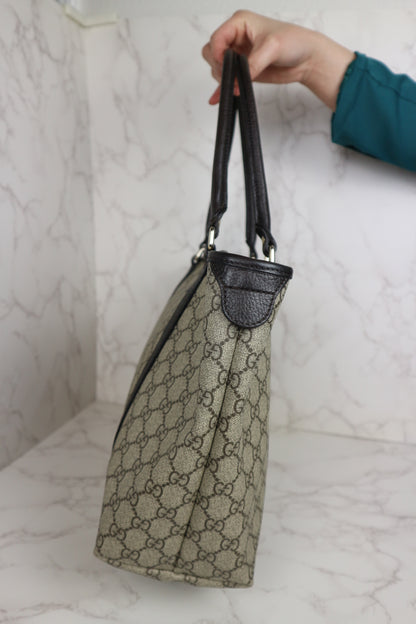 Gucci Shopping Tote Medium GG Supreme Coated Canvas Dark Brown
