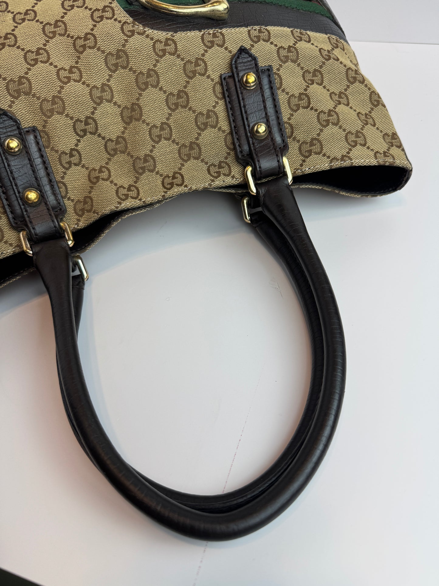 GUCCI Hasler Tote Monogram Medium Dark Brown