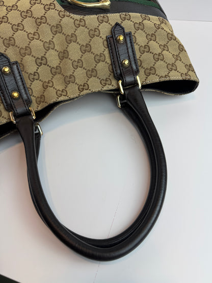 GUCCI Hasler Tote Monogram Medium Dark Brown