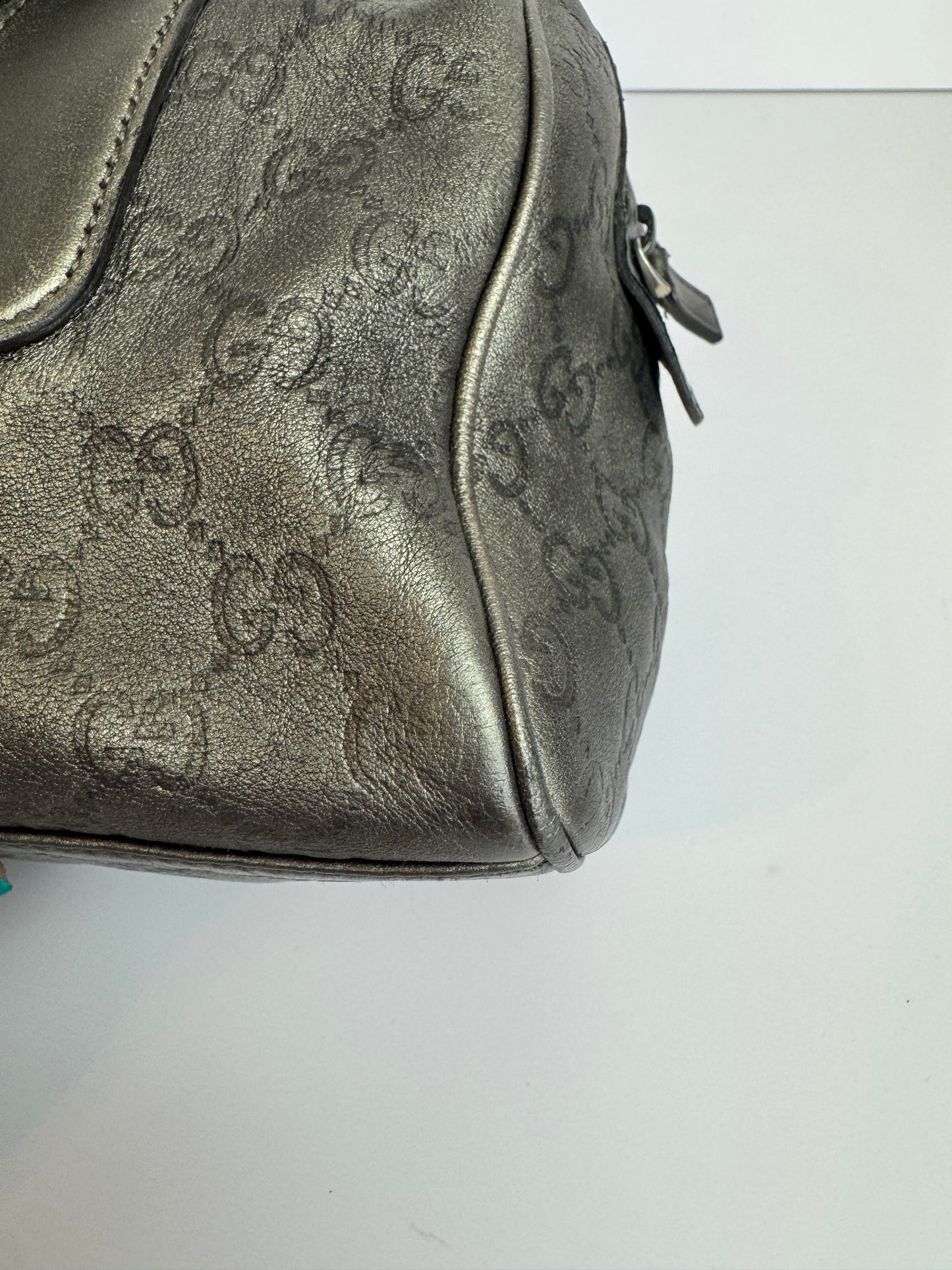 Gucci Boston Embossed Leather Monogram Grey
