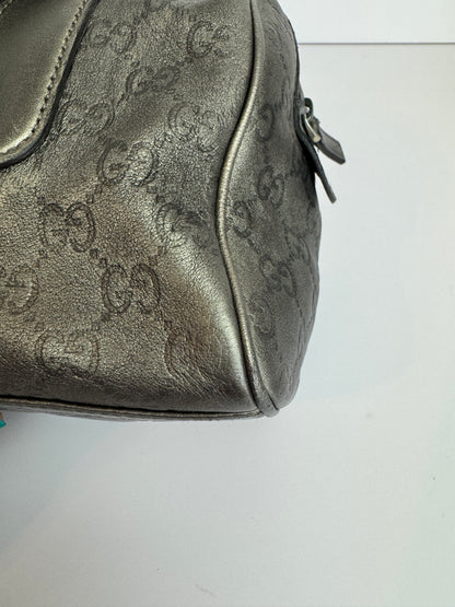 Gucci Boston Embossed Leather Monogram Grey