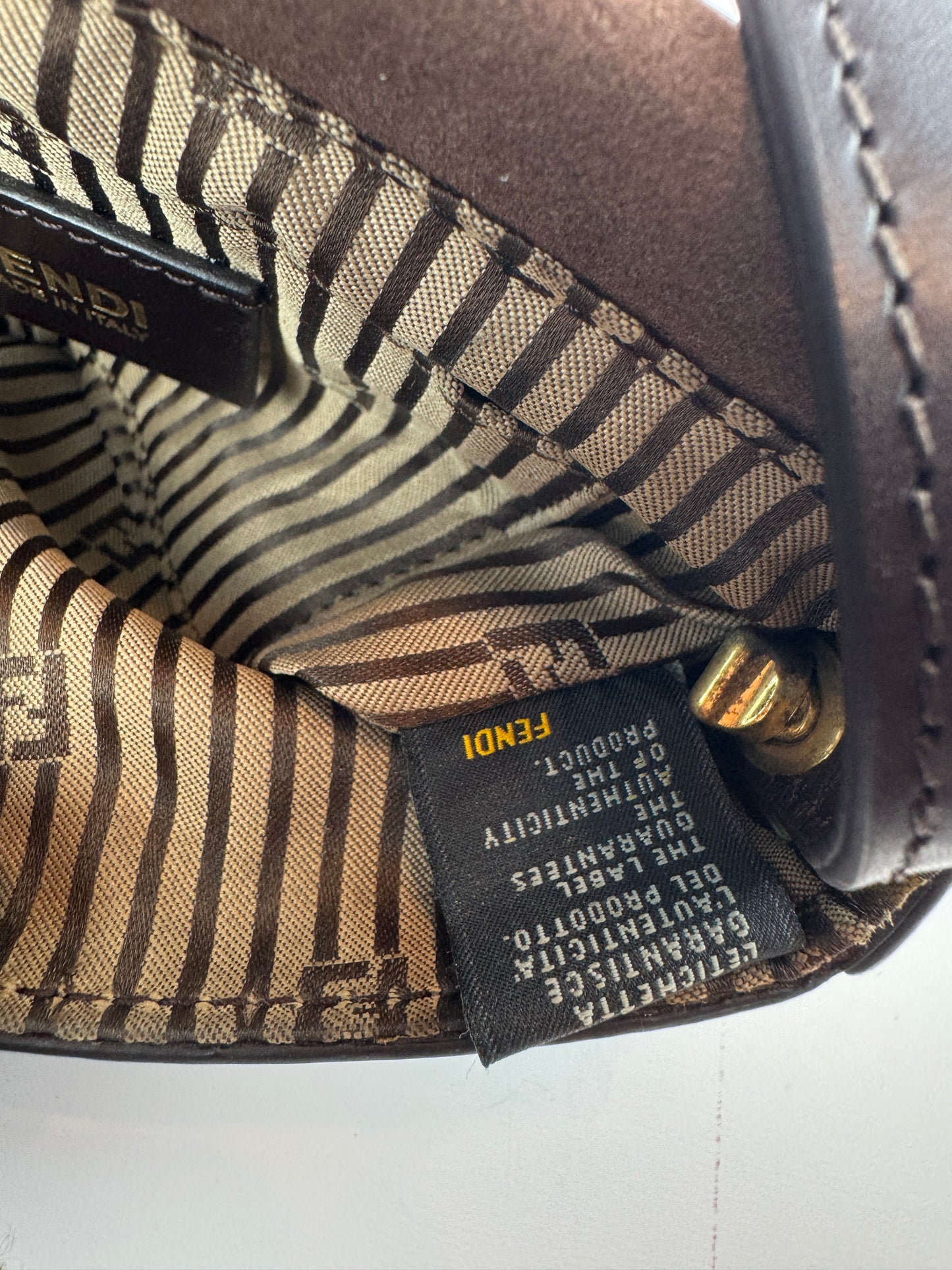 Fendi Vitello Elite Small Chameleon Crossbody Dark Brown