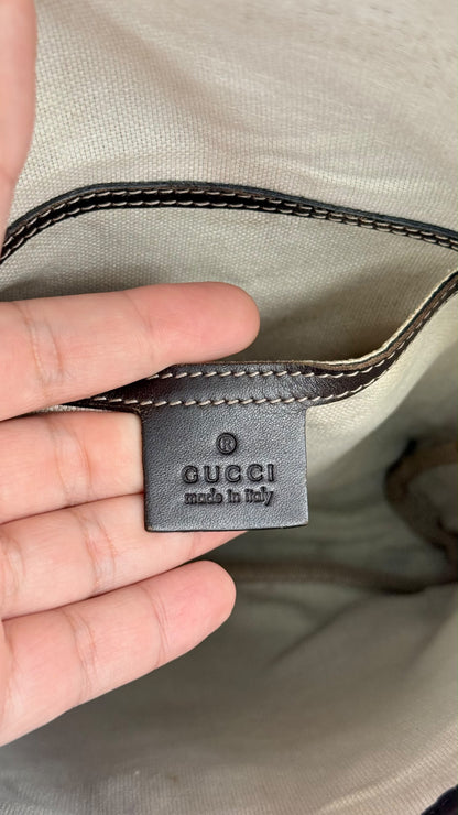 GUCCI Flap Crossbody GG Supreme Coated canvas Brown