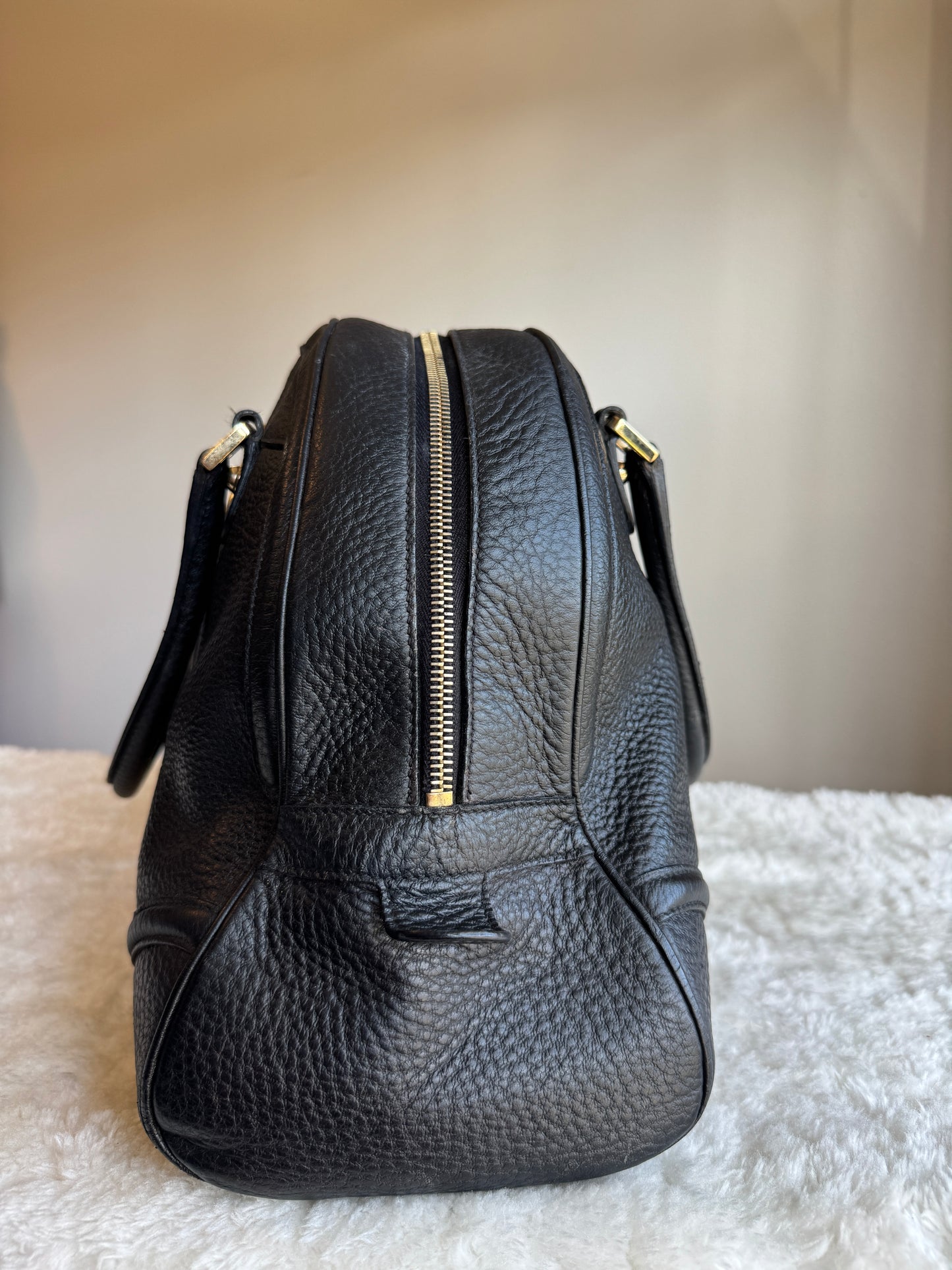 Gucci Web Pebbed Leather Blonde Bowler