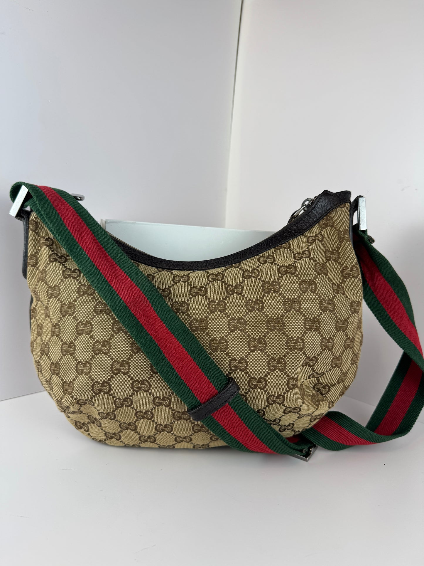 Gucci Web Halfmoon GG Canvas Medium