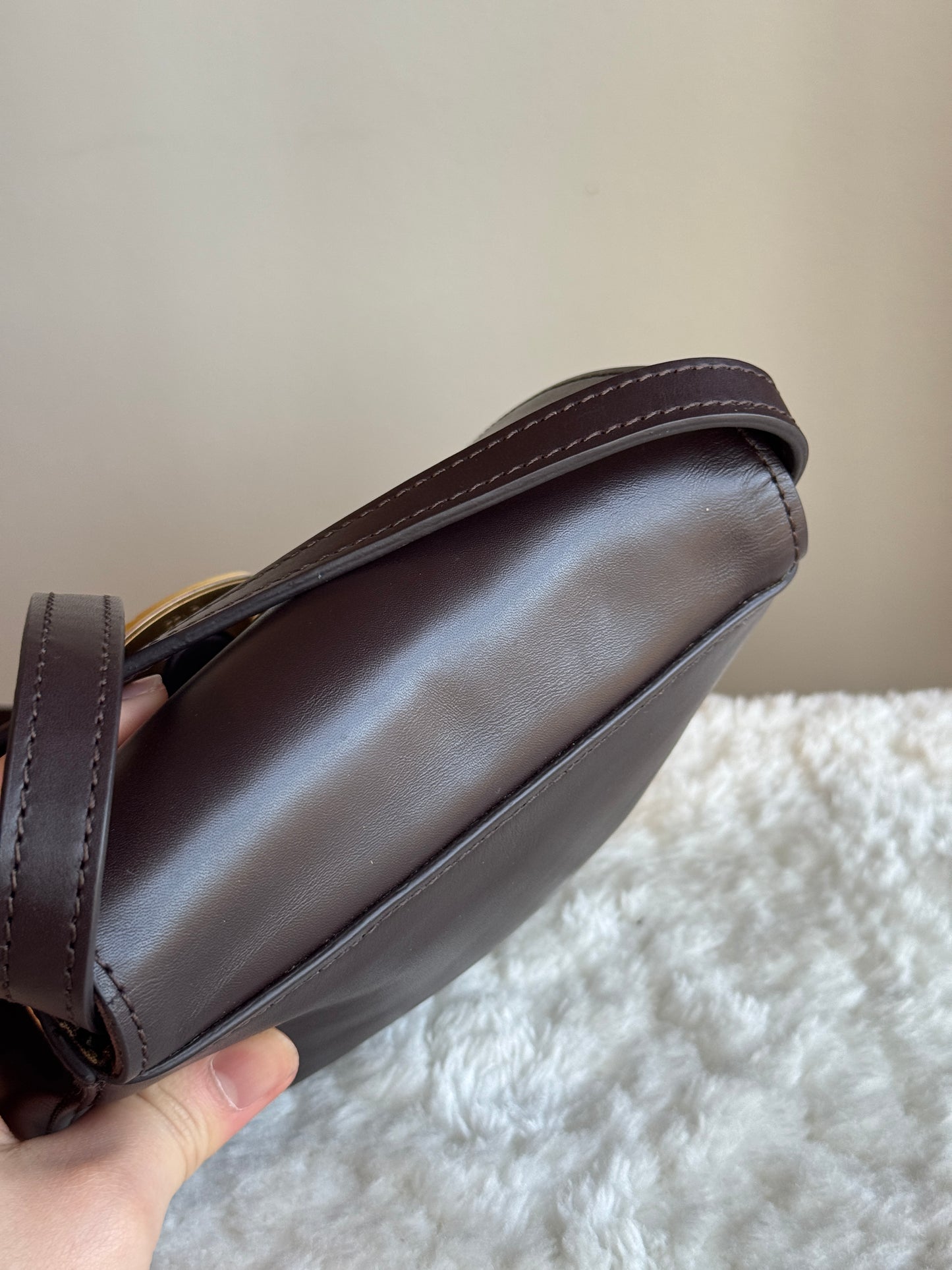 FENDI Chameleon Mini Crossbody Leather Dark Brown