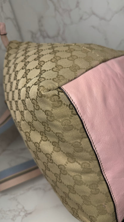 Gucci Web Tote Pink&Blue GG Canvas