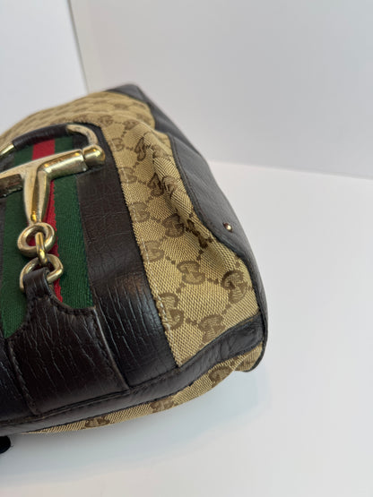 GUCCI Hasler Tote Monogram Medium Dark Brown