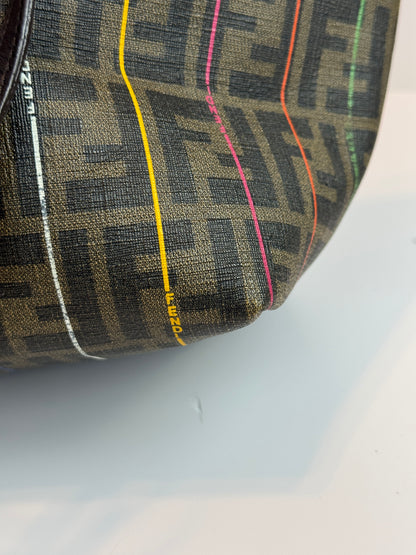 FENDI  Zucca Print Multi color Stripe Coated canvas Medium Roll Tote