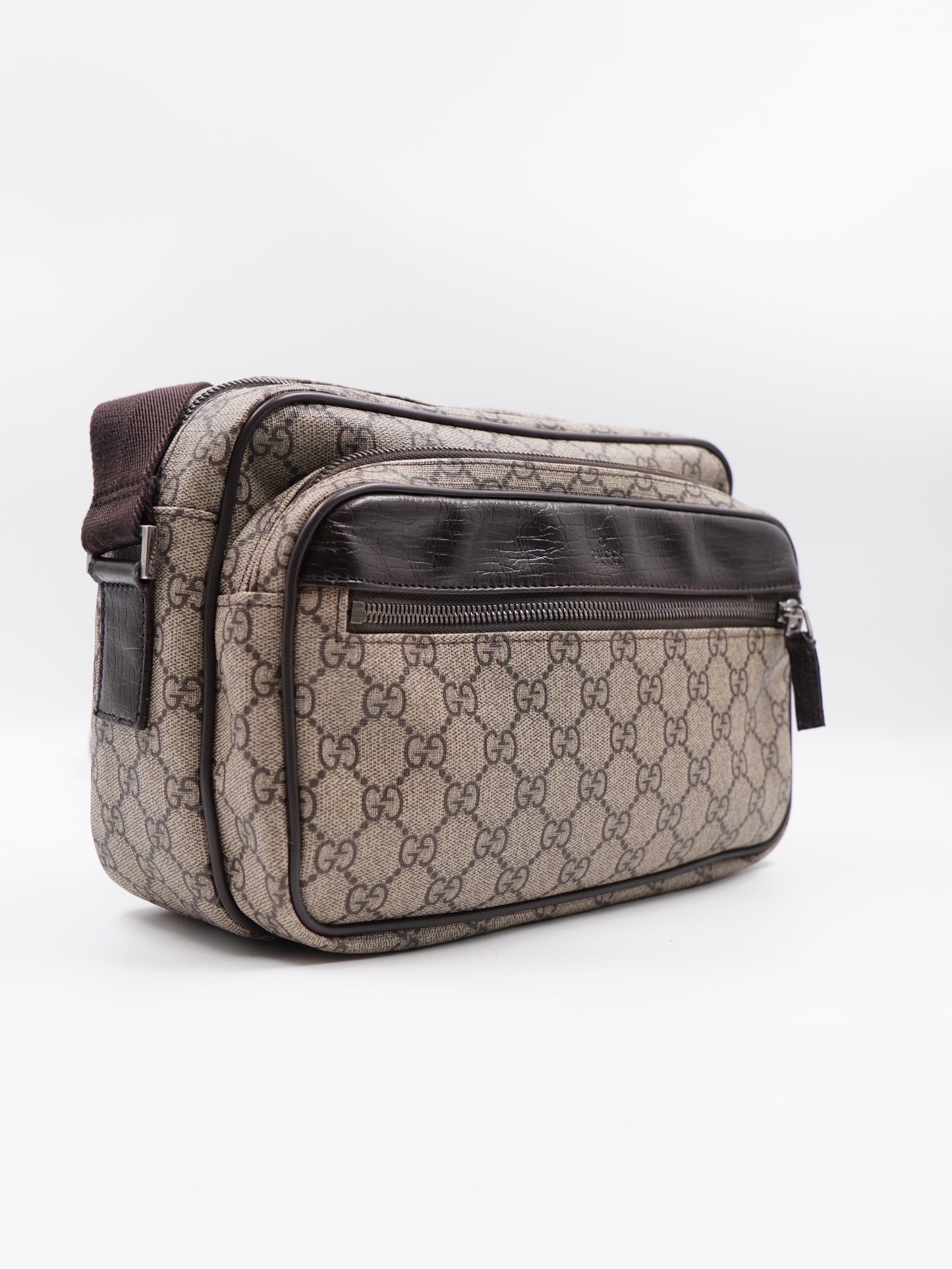 Gucci Camera GG Supreme Coated Canvas Crossbody Brown