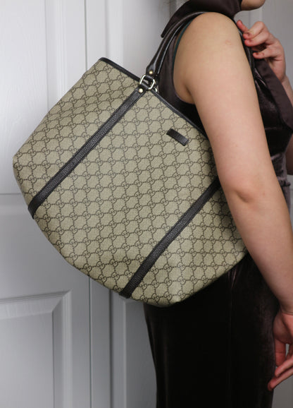 Gucci Shopping Tote Medium GG Supreme Coated Canvas Dark Brown