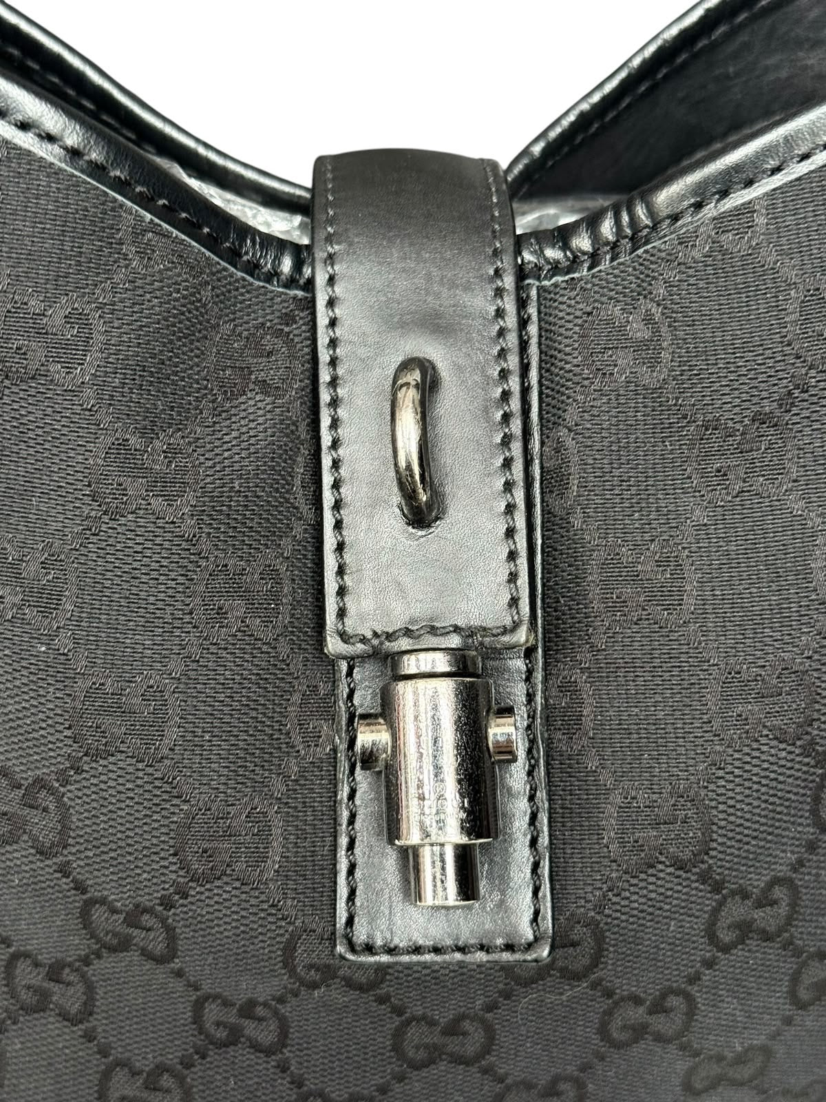 Gucci Piston Lock Shoulder bag GG Canvas Black