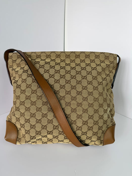 Gucci Web Loop Shoulder GG Canvas Light Brown
