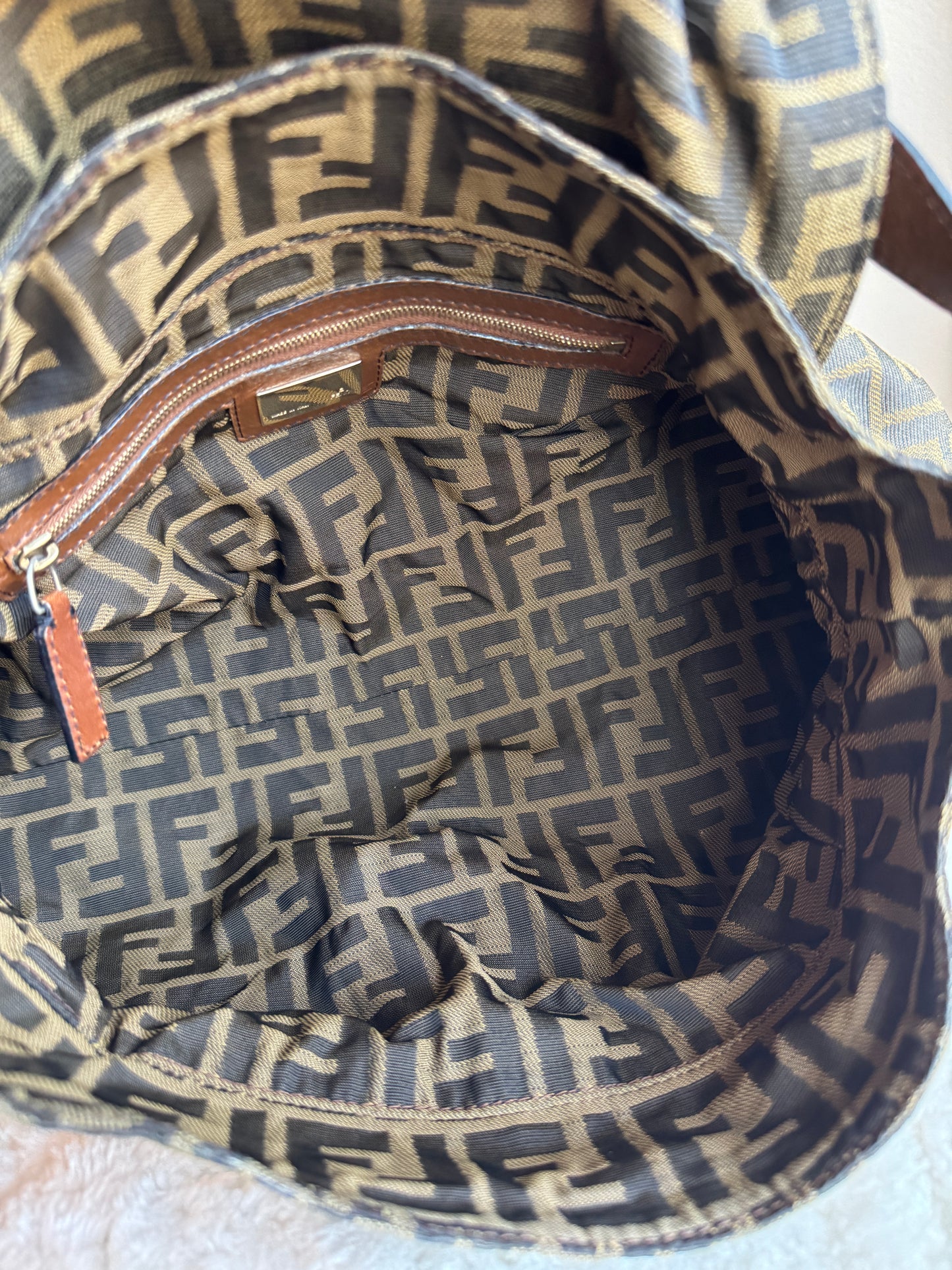 FENDI Pleated Zucca Canvas Shoulder bag