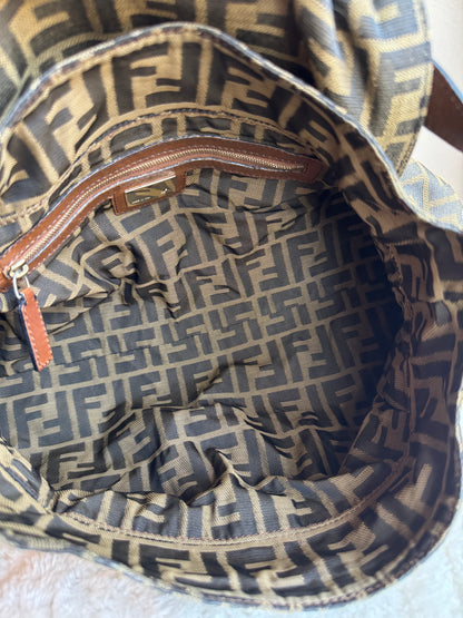 FENDI Pleated Zucca Canvas Shoulder bag
