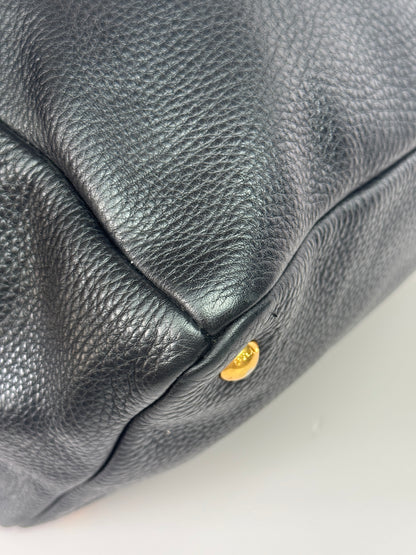 PRADA Vitello Daino Double Pocket Leather Black