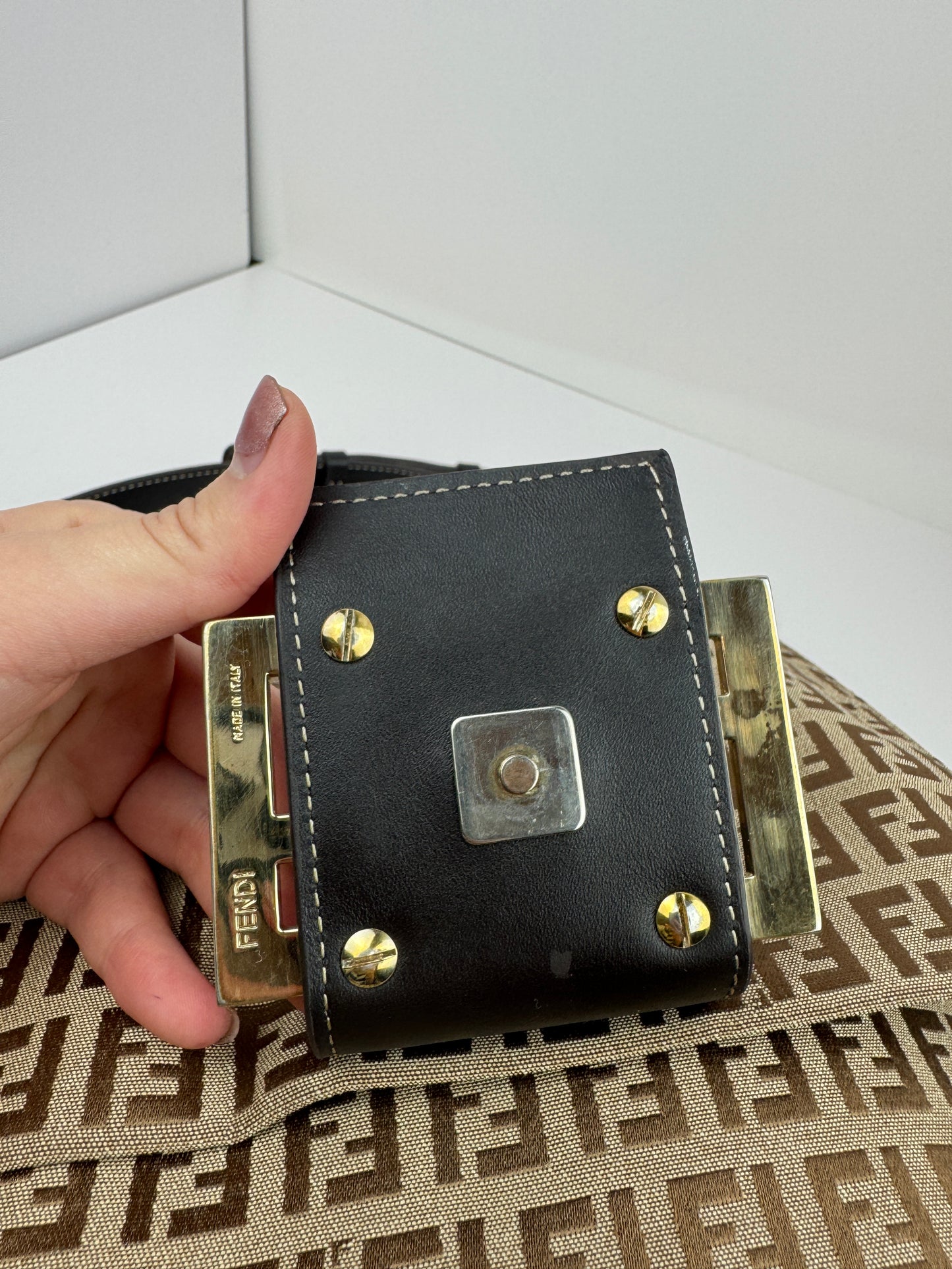 FENDI FF Monogram Crossbody Brown Bag