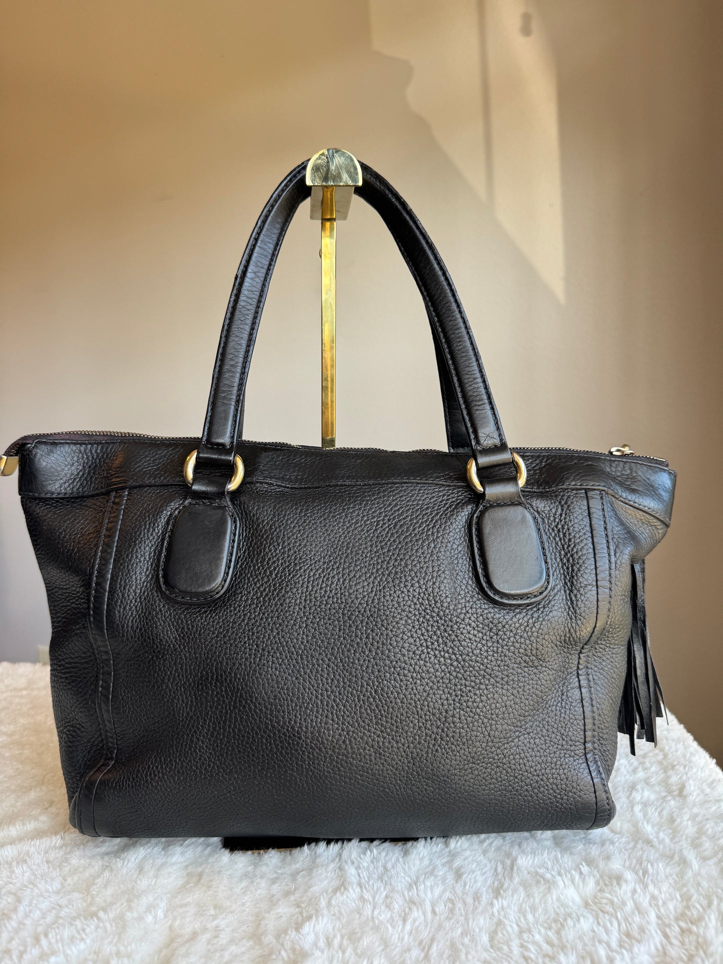 GUCCI Soho Zip Tote Leather Small Black