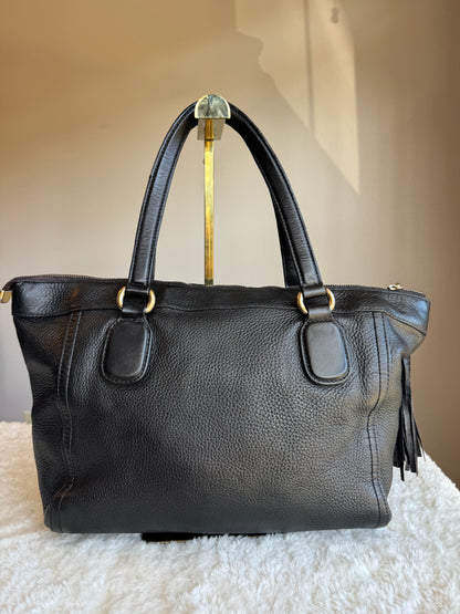 GUCCI Soho Zip Tote Leather Small Black