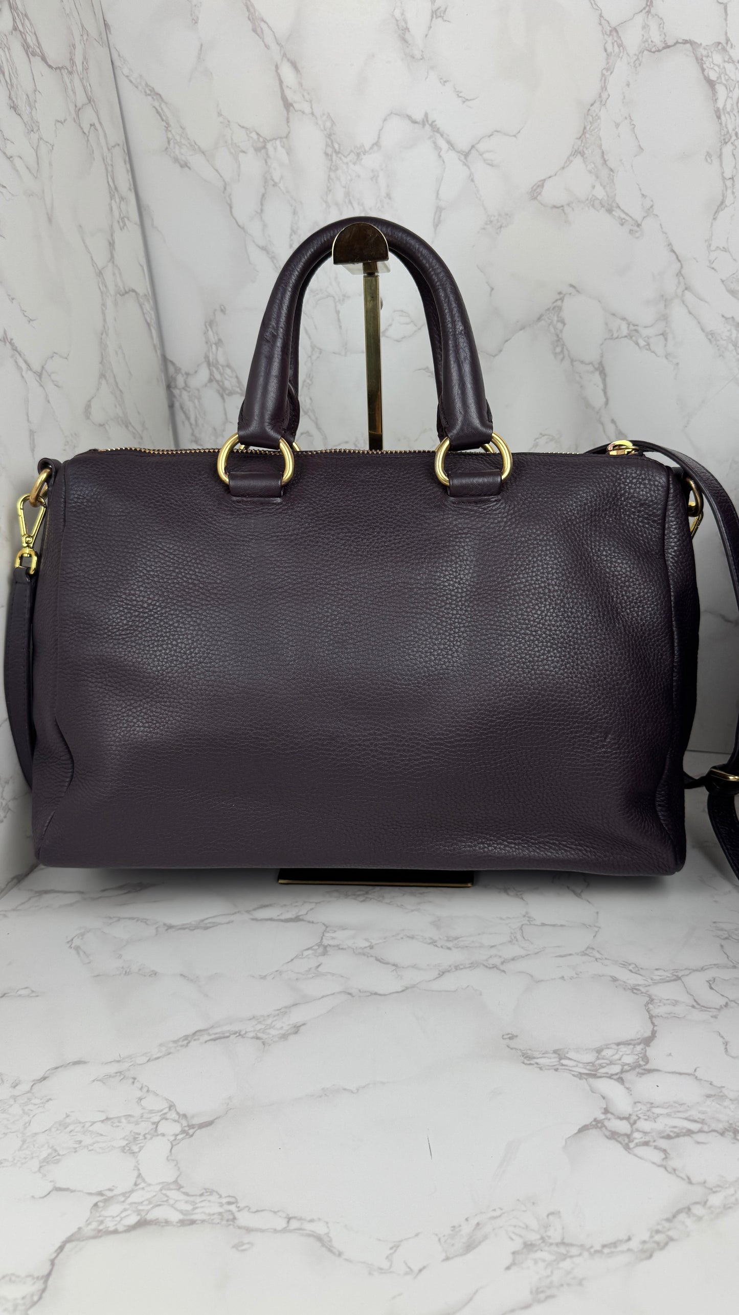 Prada Vitello Daino Leather Bauletto Purple