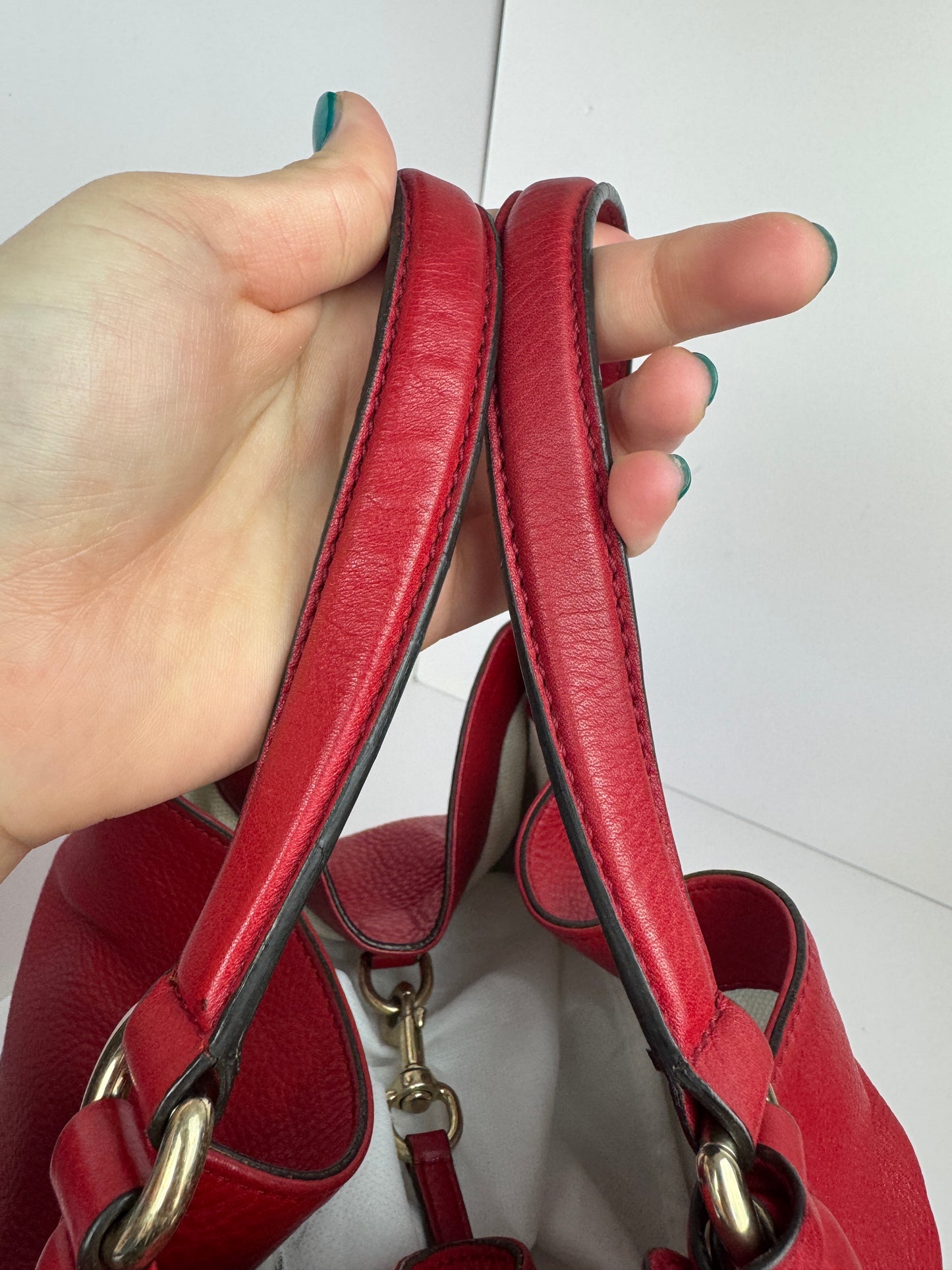 Gucci Red Soho pebbled leather hobo with tassel