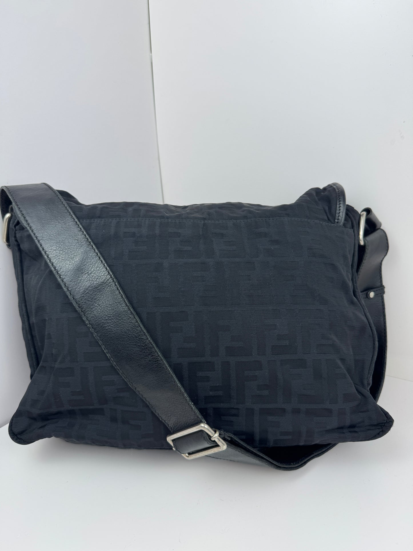 Fendi Zucca Flap Messenger Black