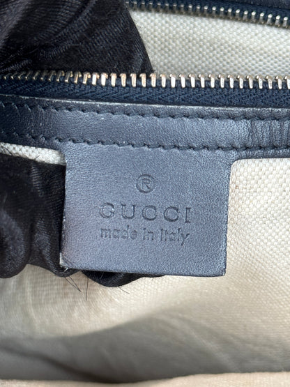 GUCCI Web Boston Navy Blue GG Canvas with strap