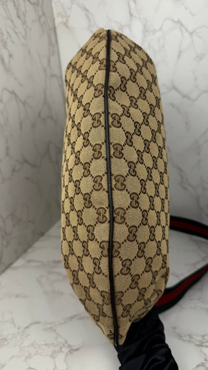 Gucci Half Moon Saddle Zip Crossbody GG Canvas Large