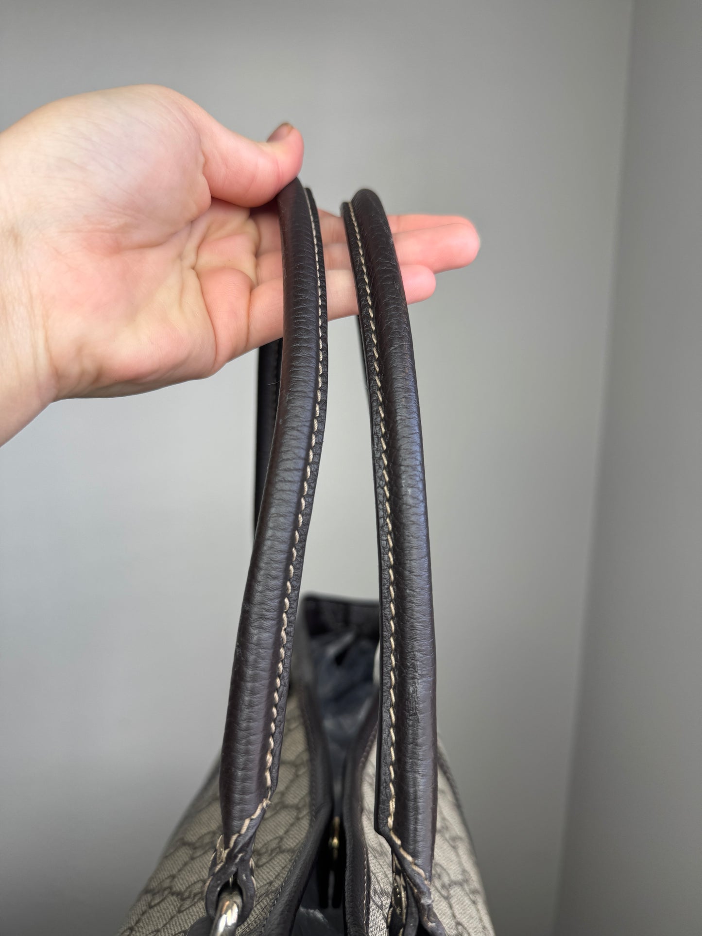 GUCCI Shopping Tote GG Coated Canvas Brown