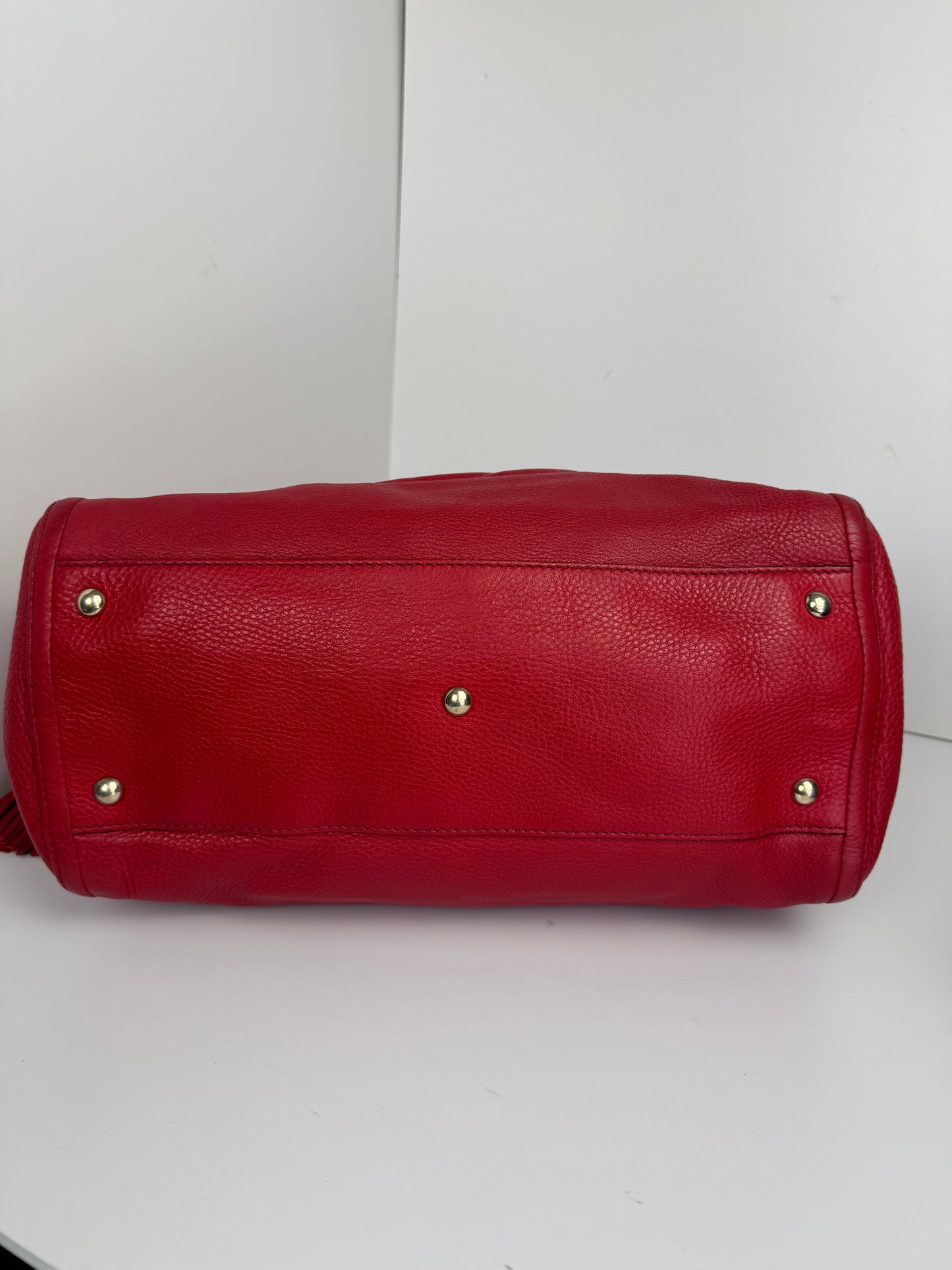 Gucci Red Soho pebbled leather hobo with tassel