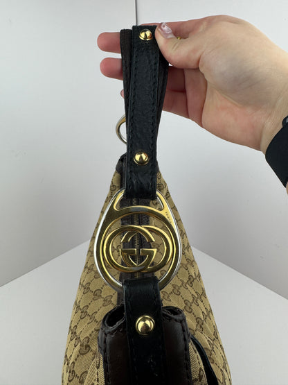 Gucci Hobo GG Interlocking Canvas Brown