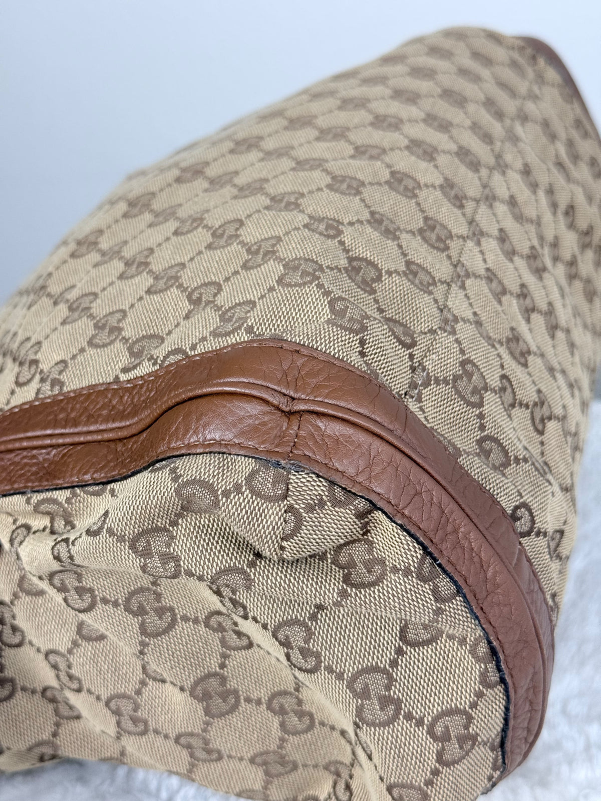 GUCCI Bella GG Canvas Handbag Brown