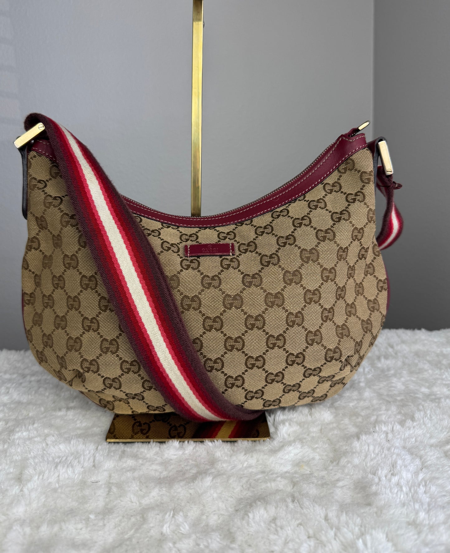GUCCI Web Half Moon GG canvas Red