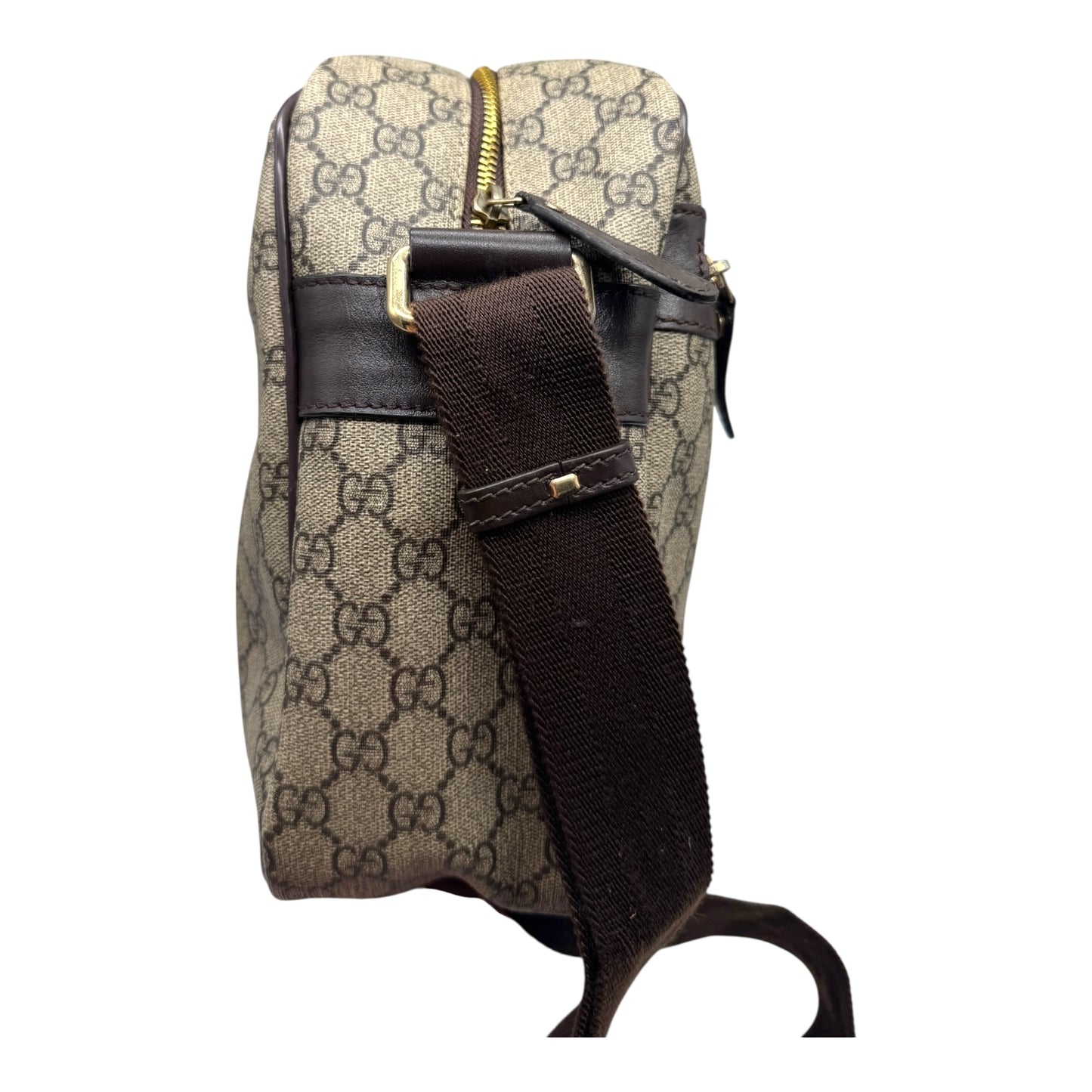 Authentic Gucci Front Zip camera Bag GG Coated