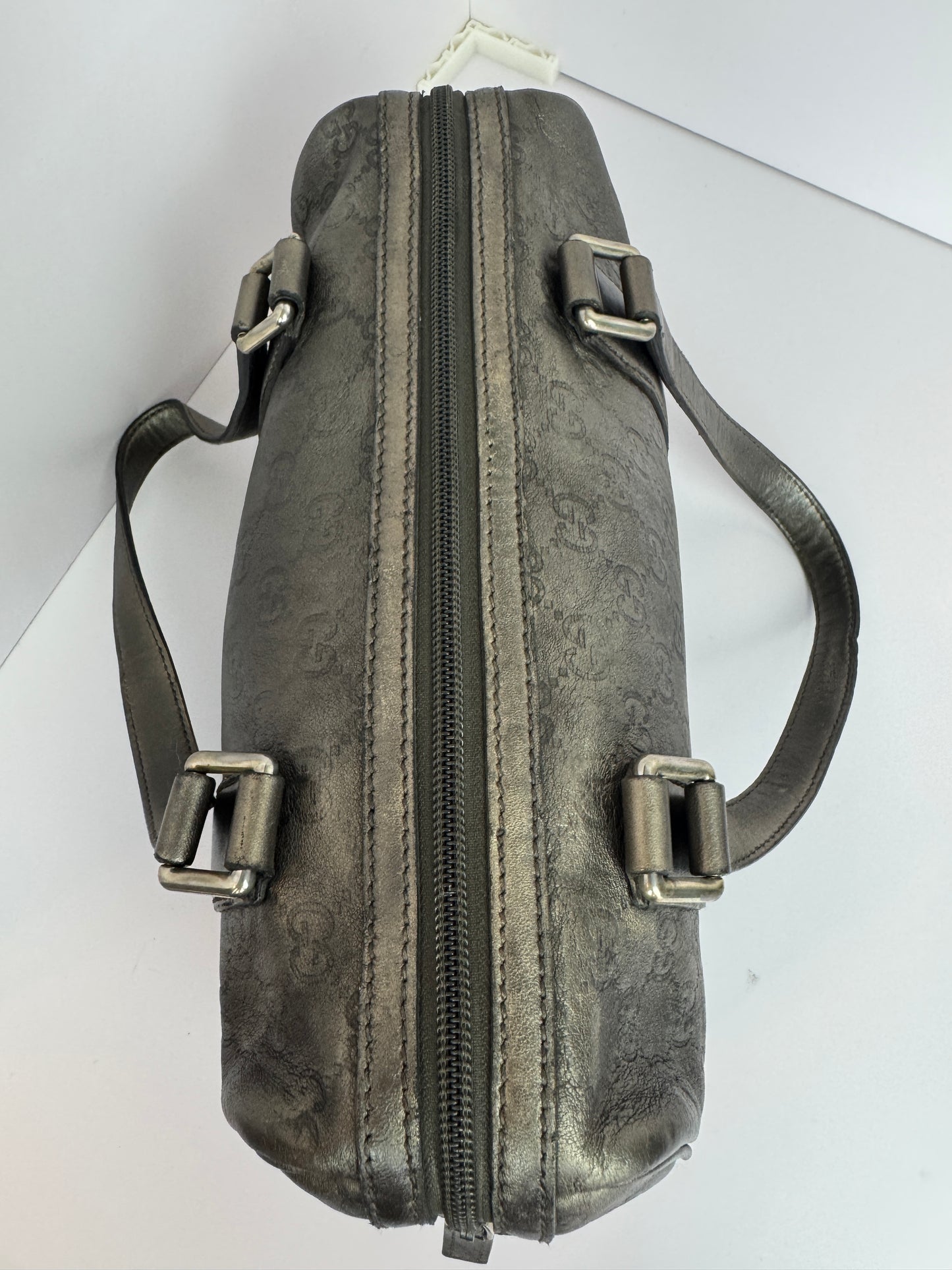 Gucci Boston Embossed Leather Monogram Grey