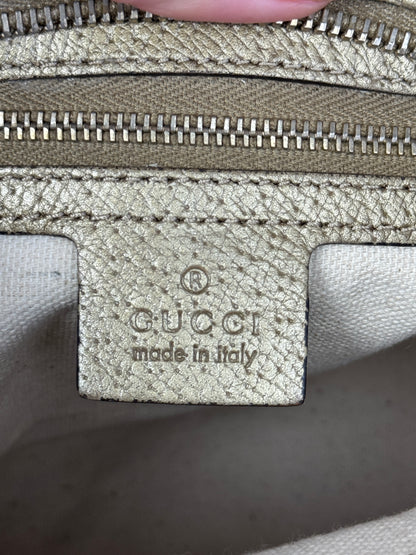 GUCCI Bree Small Handbag GG Canvas metallic Gold