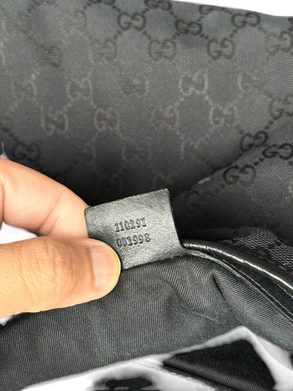 Gucci Piston Lock Shoulder bag GG Canvas Black