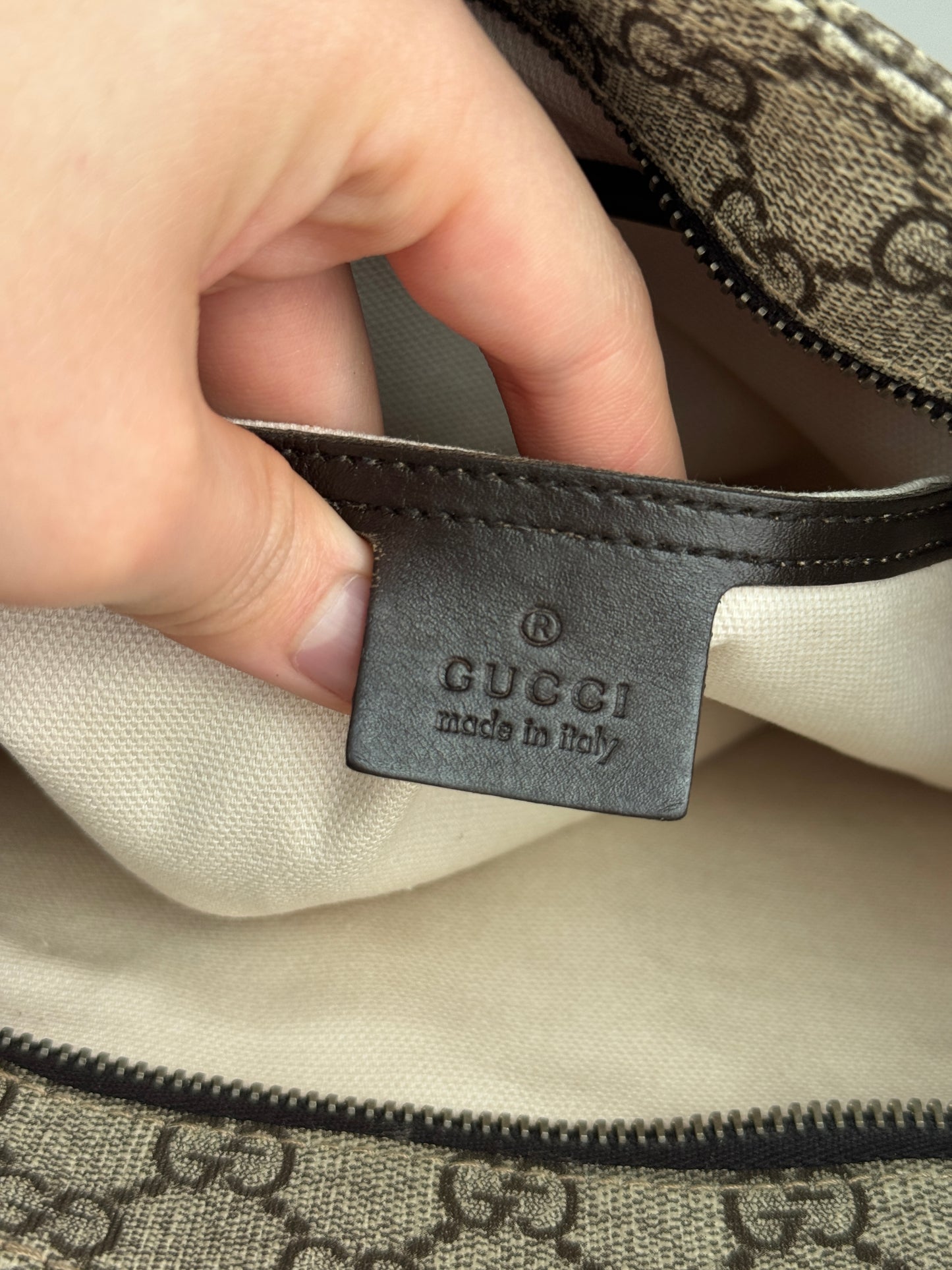 GUCCI Flat GG Supreme Messenger  Coated Canvas Dark Brown