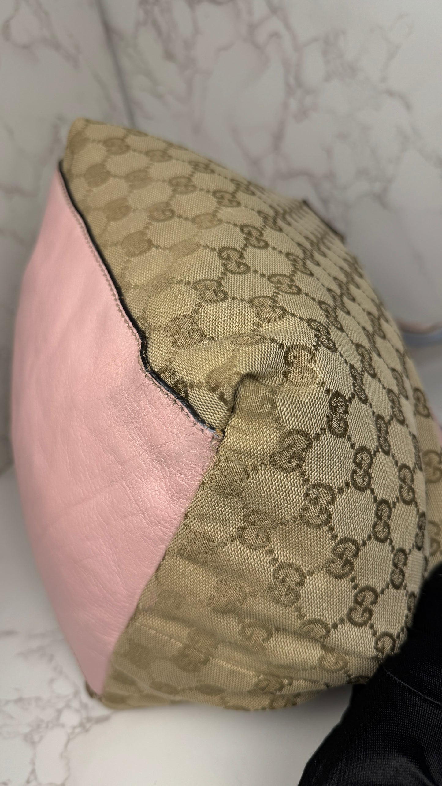 Gucci Web Tote Pink&Blue GG Canvas