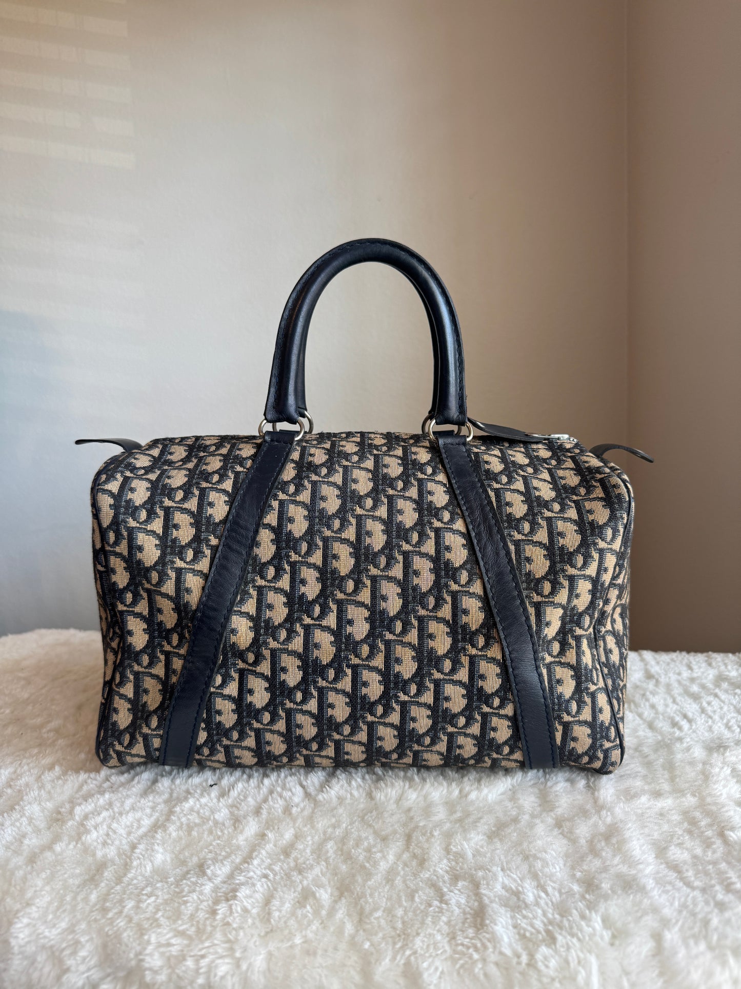 CHRISTIAN DIOR Vintage bowling Boston Bag Diorissimo  Canvas Medium size 30