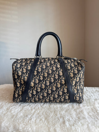 CHRISTIAN DIOR Vintage bowling Boston Bag Diorissimo  Canvas Medium size 30